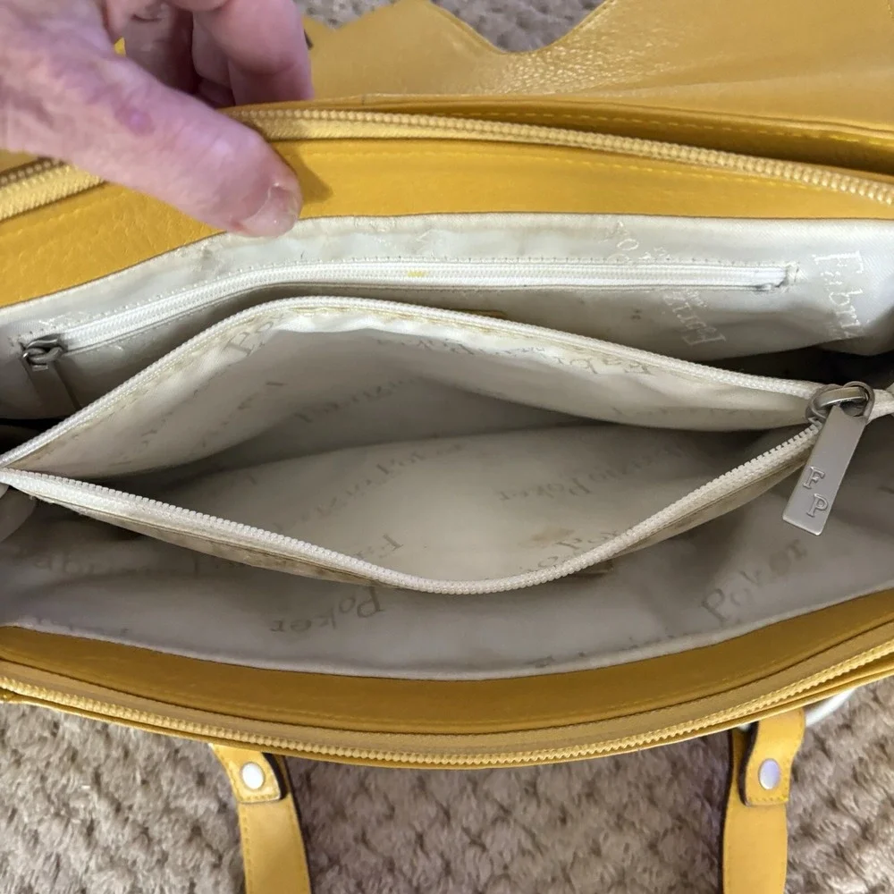 Fabrizio Poker Yellow Y2K Soft Leather Purse Shoulder Bag Made In Italy